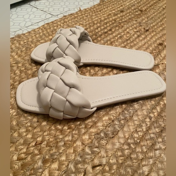 Loft White Leather Braided Flat Sandals Size 8 - Picture 6 of 10